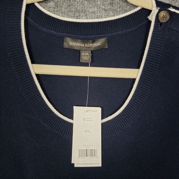 NWT BANANA REPUBLIC Blue Long Sleeve Button Shoulder Sweater Dress SIZE XXL - Picture 4 of 11